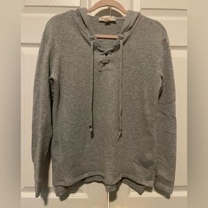 Michael Kors Gray Pullover Hoodie with Lace Up Closure Size Small